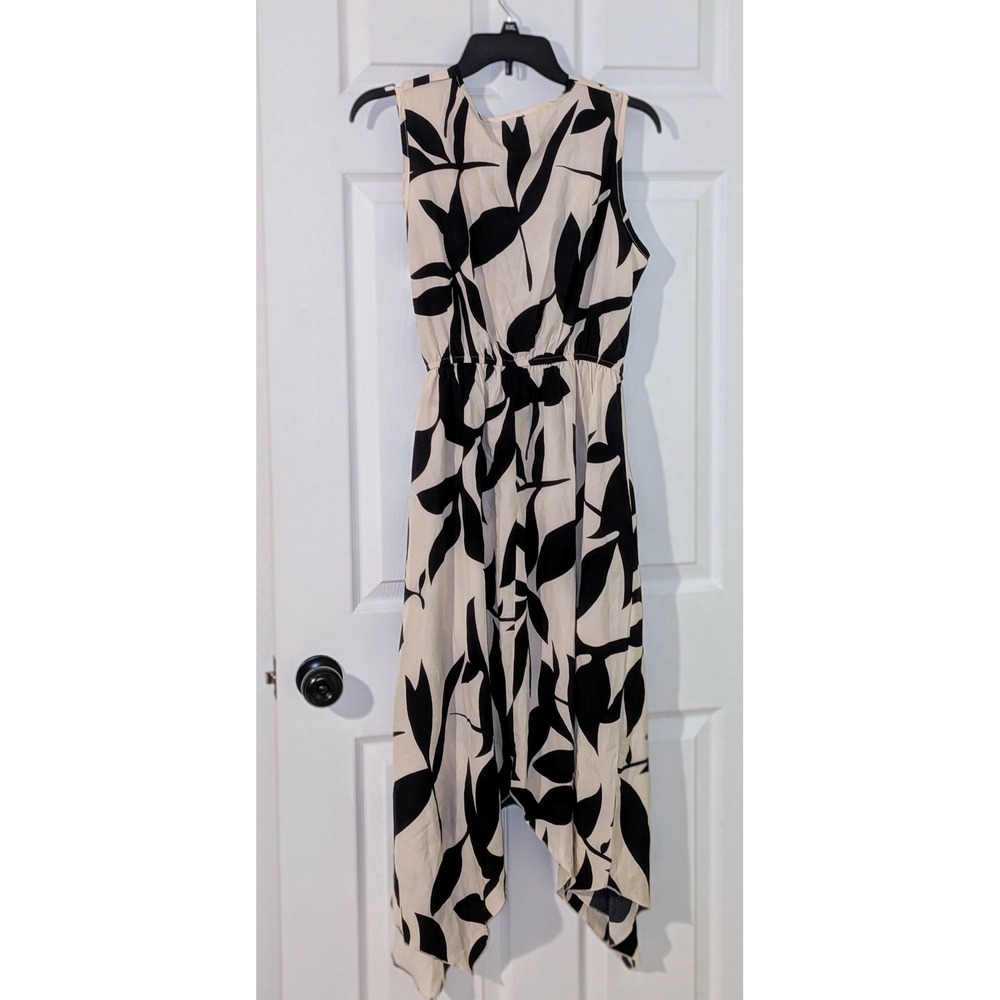 Allegra K Sleeveless V Neck Leaf Print‎ Asymmetrical Hem Midi Dress Medium NWT - Picture 6 of 11